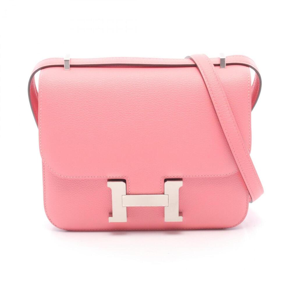 Hermes Constance 3 Mini Rose Ete Shoulder Bag Handbag Leather Evercolor Women...